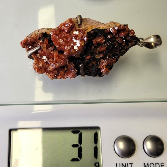 Vanadinite Crystal Pendant Sterling Silver 925 Statement Gemstone Pendant - Picture 14 of 16